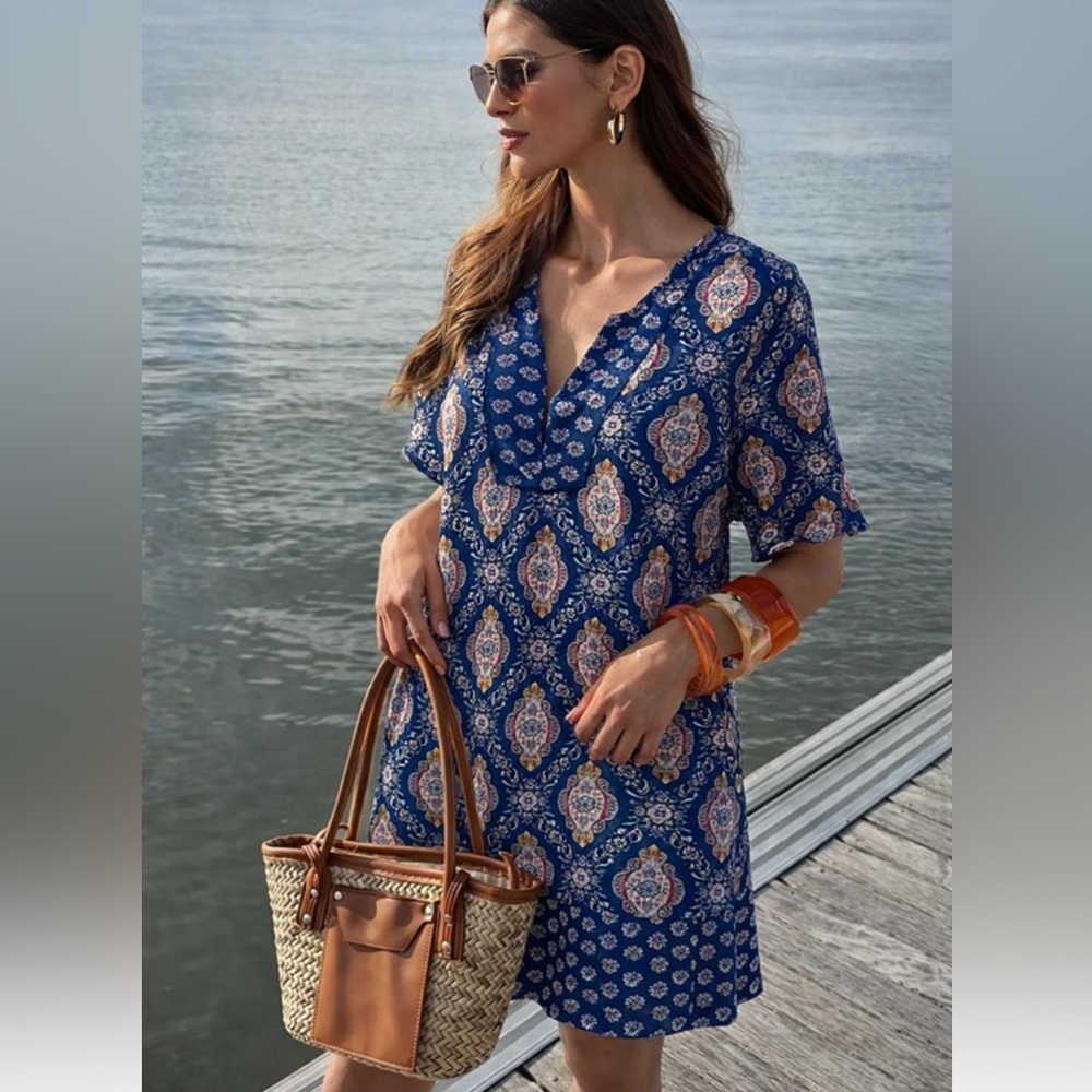 Bohemian tunic dress S pit 18”